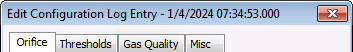 Edit Gas Configuration Log Entry